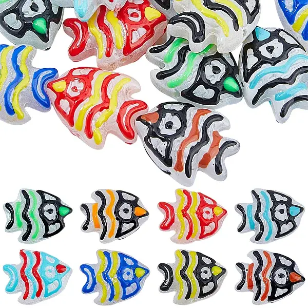 16Pcs 8 Colors Handmade Lampwork Beads