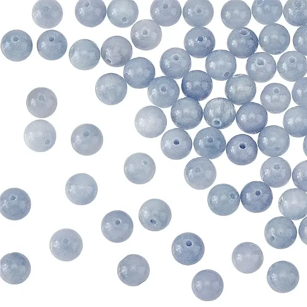 100Pcs Natural Dyed Yellow Jade Beads Strands