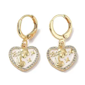 Golden Brass Dangle Leverback Earrings