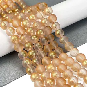 Frosted Transparent Glass Bead Strands