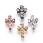 Brass Micro Pave Cubic Zirconia Beads