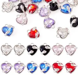 18Pcs 6 Colors Alloy Glass Charms