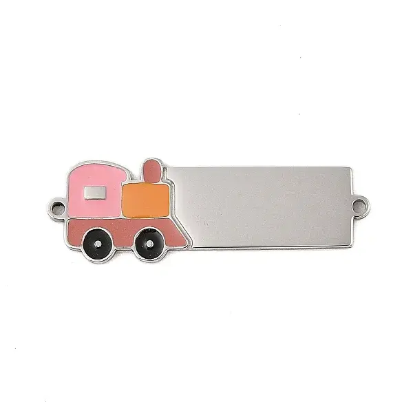 304 Stainless Steel Hot Pink Enamel Vehicle Connector Charms