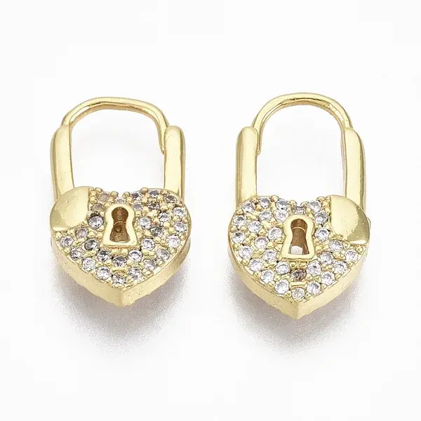 Brass Micro Pave Clear Cubic Zirconia Huggie Hoop Earrings