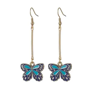 Alloy Enamel Butterfly Dangle Earrings