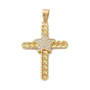 Brass Micro Pave Clear Cubic Zirconia Pendants