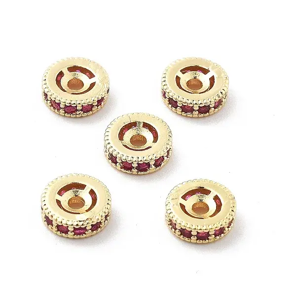 Brass Micro Pave Cubic Zirconia Beads