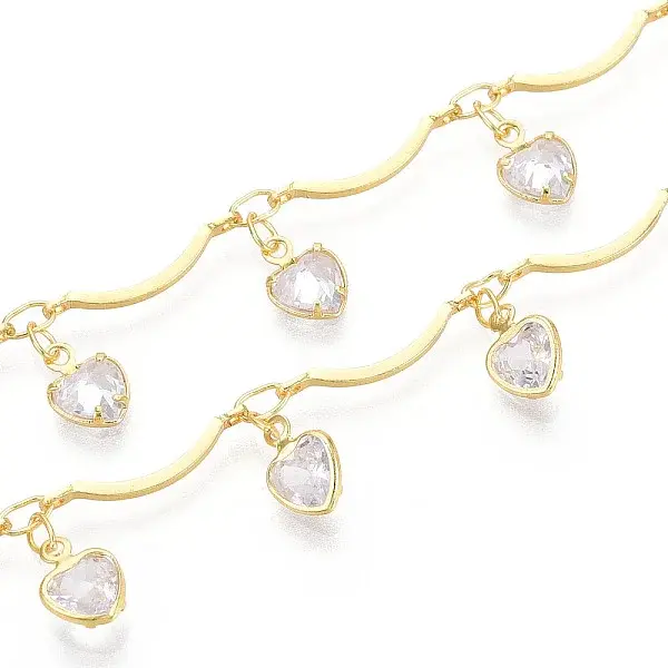 Brass Glass Scalloped Bar Chains