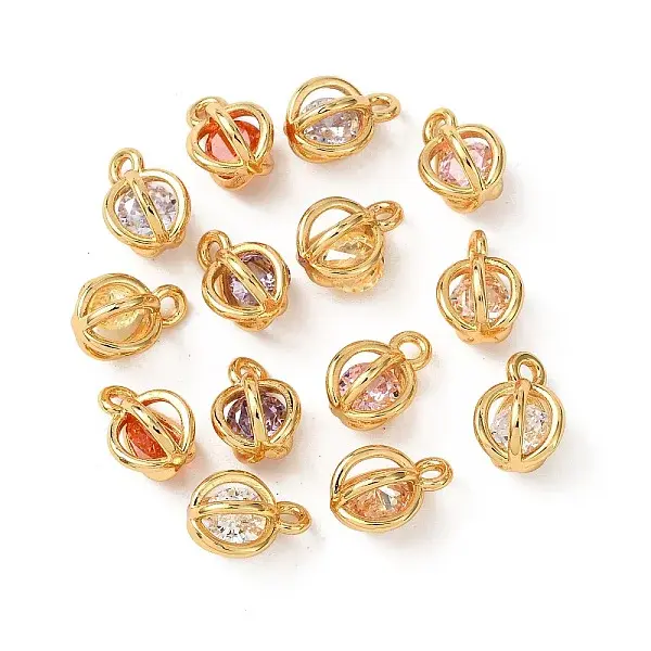 Brass Micro Pave Cubic Zirconia Charms