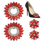 4Pcs 2 Styles Flower Alloy & Glass Shoe Buckle Clips