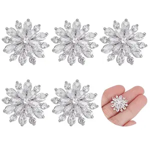 6PCS Brass Micro Pave Clear Cubic Zirconia Buttons