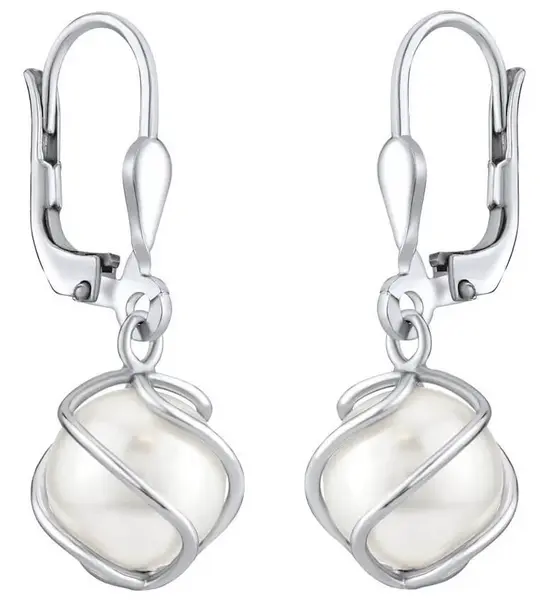 Silvego Elegantní visací náušnice se Swarovski® Perlou SILVEGOBP31644