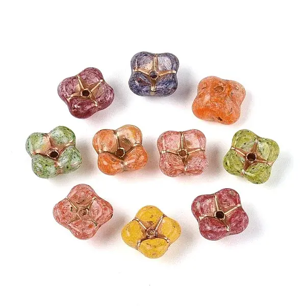 Picasso Baking Paint & Golden Metal Enlaced Glass Beads