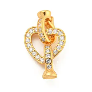 925 Sterling Silver Micro Pave Clear Cubic Zirconia Fold Over Clasps