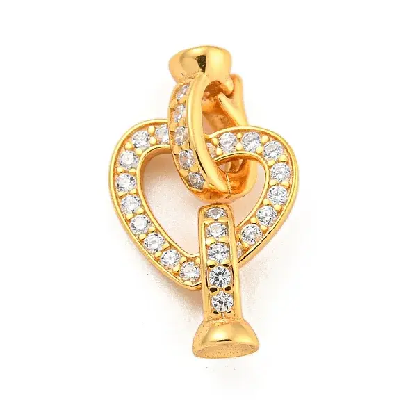 925 Sterling Silver Micro Pave Clear Cubic Zirconia Fold Over Clasps