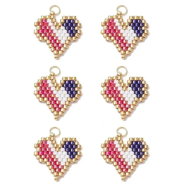 MIYUKI Delica Glass Seed Beaded Heart Pendants