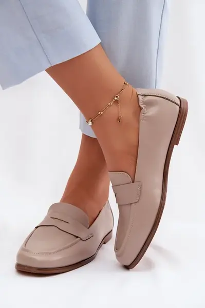 Vinceza dámské kožené mokasíny béžové