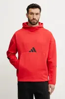 Mikina adidas Z.N.E. pánská, červená barva, s kapucí, s potiskem, JD5322