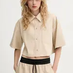 Košile Stand Studio Clarissa dámská, béžová barva, relaxed, s klasickým límcem, 66487-8006
