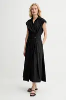Bavlněné šaty A.P.C. robe athena černá barva, midi, COEVD.F35149
