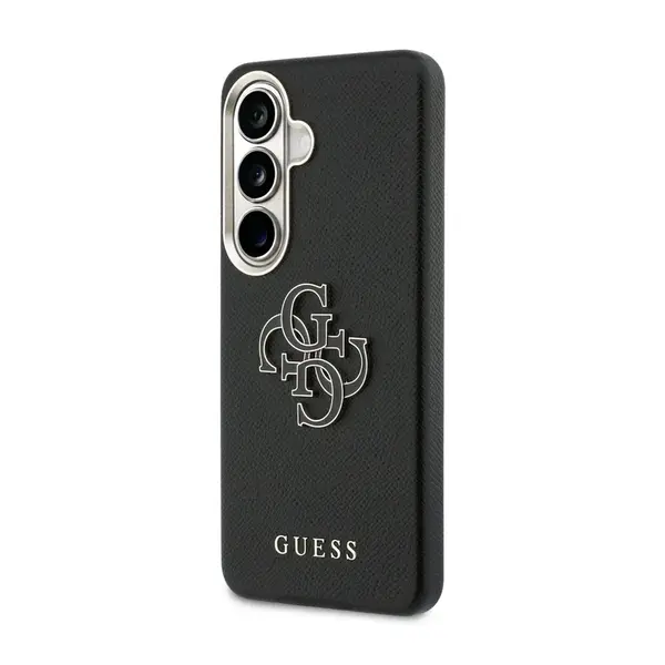 Zadní kryt Guess PU 4G Resin Metal Logo pro Samsung Galaxy S26, černá