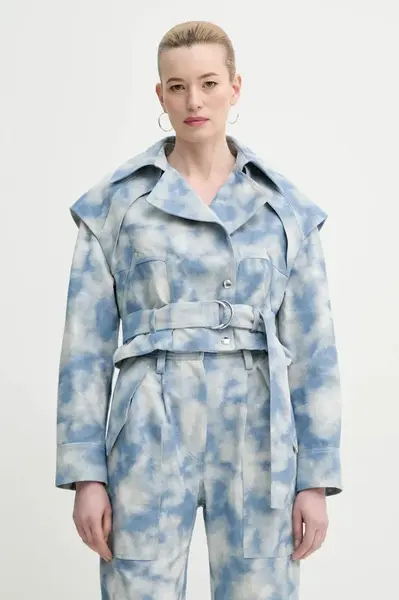 Džínová bunda IRO modrá barva, přechodná, WP07NAWAL