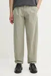 Bavlněné kalhoty A.P.C. pantalon willow pánské, zelená barva, COGBJ.F08486