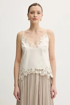 Bavlněná halenka Marciano Guess BROOKE dámská, béžová barva, hladká, 5GGH23 7313A