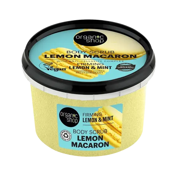ORGANIC SHOP Zpevňující tělový peeling Lemon Macaron Citron a máta 250 ml