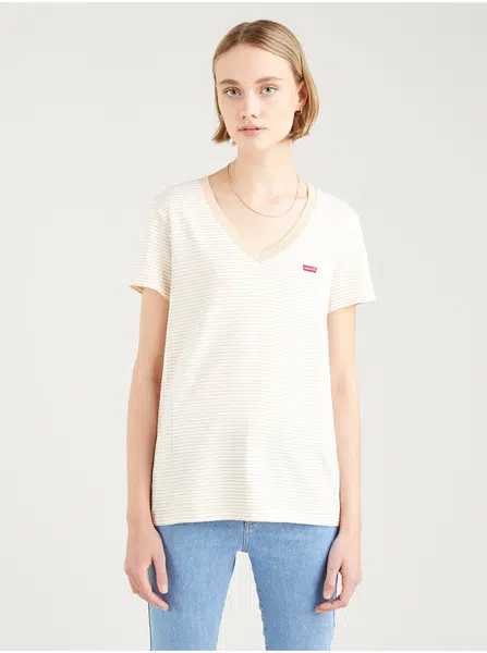 Levi&#39;s Krémovo-bílé dámské pruhované tričko Levi's® - Dámské