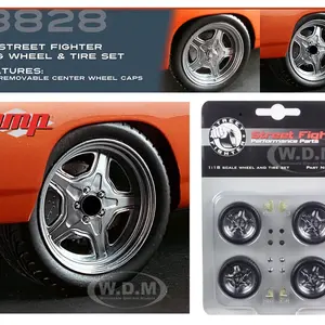 Street Fighter Mag Wheel and Tire Set of 4 pieces from "1970 Plymouth RoadRunner "The Hammer" "Fast &amp; Furious" Movie 1/18 by GMP