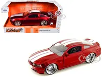 2010 Ford Mustang GT Red Metallic with White Stripes "Bigtime Muscle" Series 1/24 Diecast Model Car by Jada