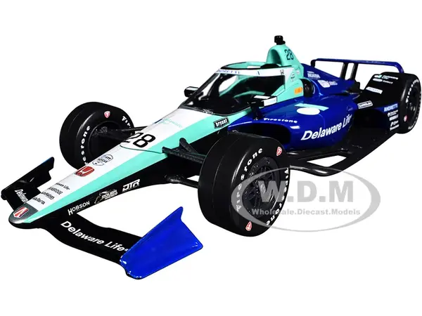 Dallara IndyCar 28 Marcus Ericsson "Delaware Life" Andretti Autosport "NTT IndyCar Series" (2024) 1/18 Diecast Model Car by Greenlight