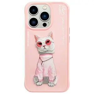 Zadní kryt NIMMY case GLASSES COOL CAT pro Apple iPhone 15 Pro Max, růžová