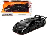 Lamborghini Veneno Matt Black "Hyper-Spec" Series 1/24 Diecast Model Car by Jada