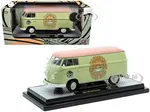 1960 Volkswagen Delivery Van "Maui &amp; Sons" Light Olive Green with Salmon Top Limited Edition to 6650 pieces Worldwide 1/24 Diecast Model Car by M