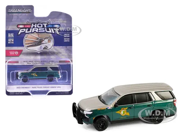 2023 Chevrolet Tahoe Police Pursuit Vehicle (PPV) "New Hampshire State Police" Gold and Green Metallic "Hot Pursuit" Series 46 1/64 Diecast Model Car
