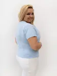 Světle modré plus size tričko s květinovým motivem
