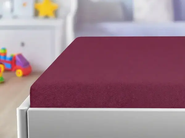 Froté plachta do detskej postieľky PREMIUM 60x120 cm vínové