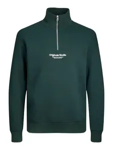 JACK & JONES Mikina 'JORVesterbro'  jedľová / biela