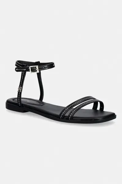 Tommy Hilfiger sandály dámské kožené FLAT SANDAL STITCHING