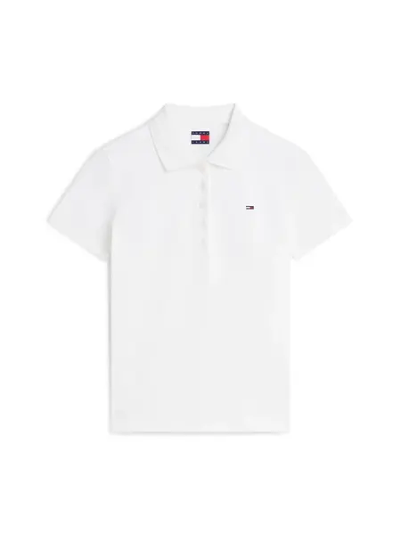 Tommy Jeans Tričko 'Slim Fit Five-button'  biela