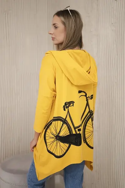 Mikina s cyklistickým potiskem hořčice