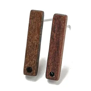 Walnut Wooden Stud Earrings Findings