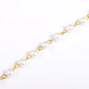 Handmade Round Glass Pearl Beads Chains for Necklaces Bracelets Making