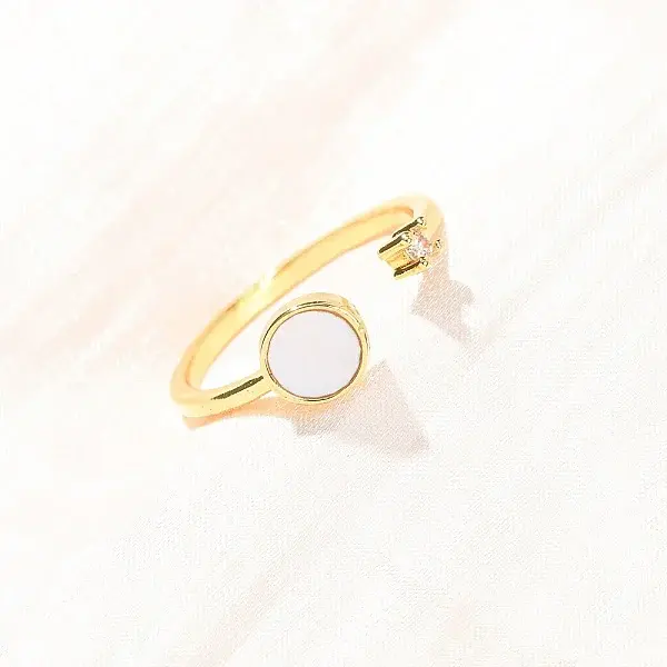 Brass Micro Pave Cubic Zirconia Cuff Rings for Women