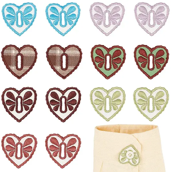 14Pcs 2 Bags Heart Polyester Embroidery Sew On Patches