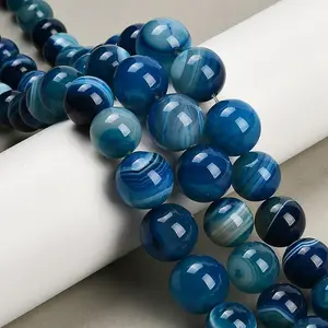 Natural Banded Agate Graduated Beads Strands