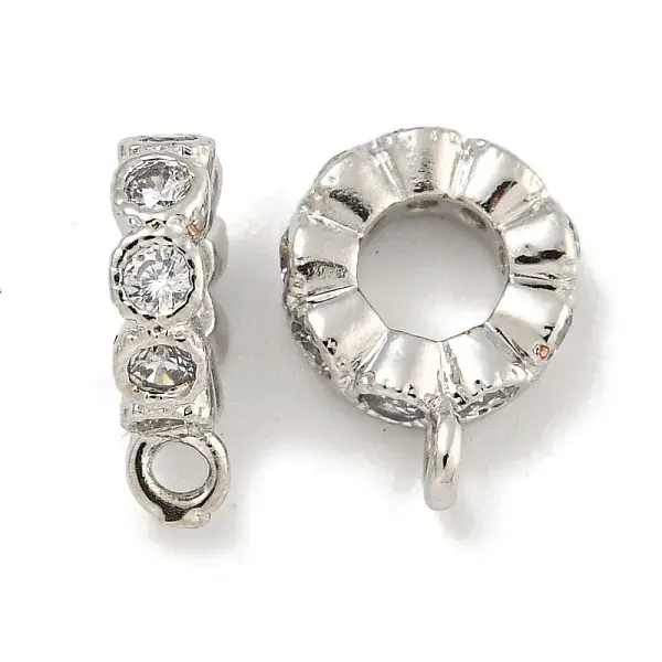 Rack Plating Brass Micro Pave Clear Cubic Zirconia Charms