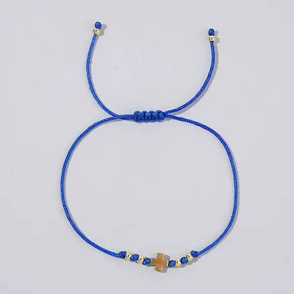 Adjustable Cross & Round Braided Bead Bracelets for Women